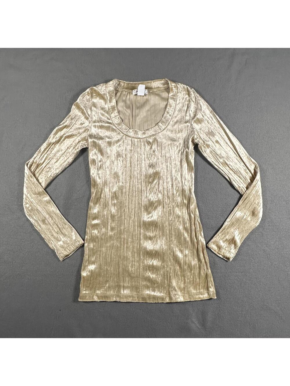 Women’s Long Sleeve Top Velvet Champagne Ivory Vintage